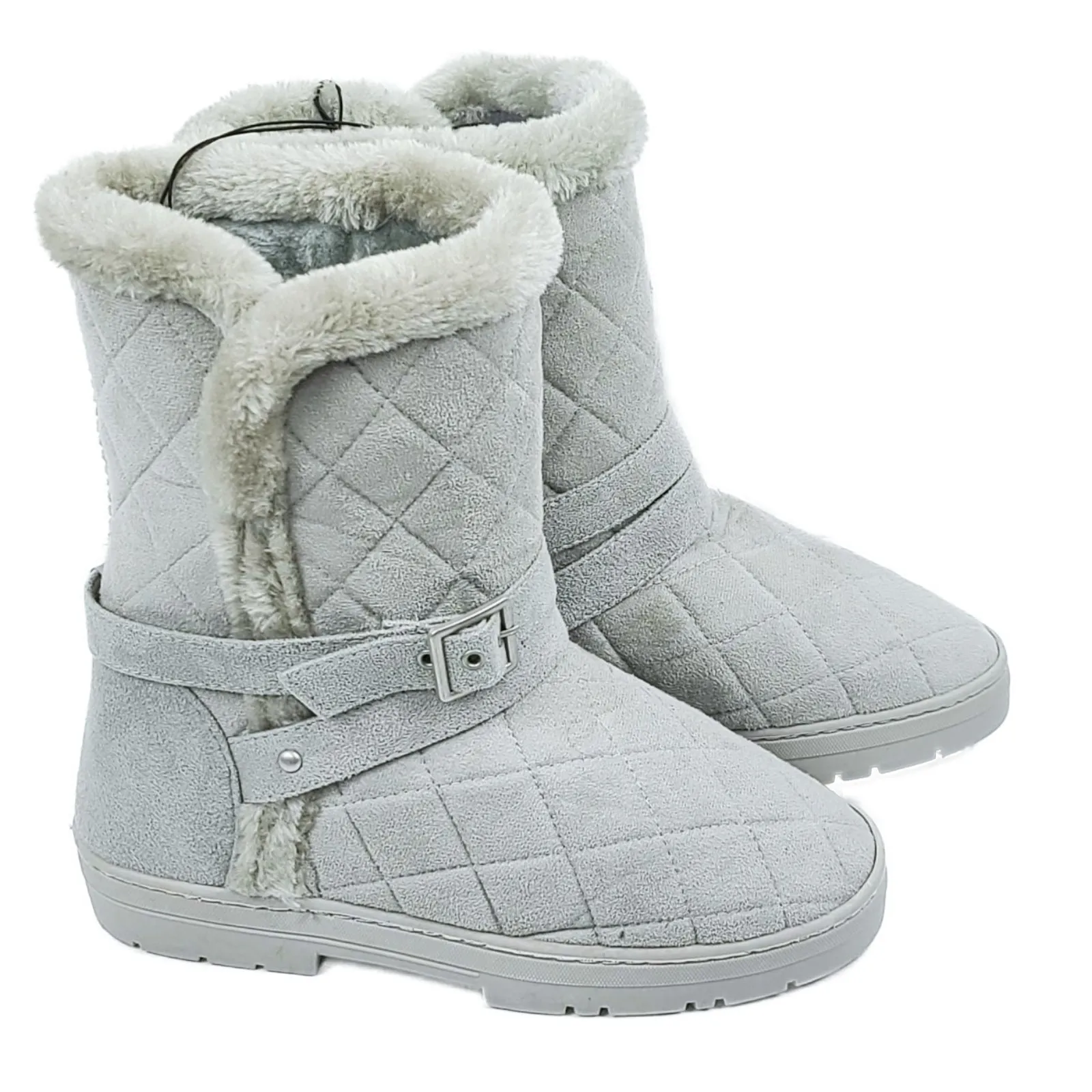 Kensie Women's Cozy Lightweight Slip On Faux Fur Lined Microsuede Booties