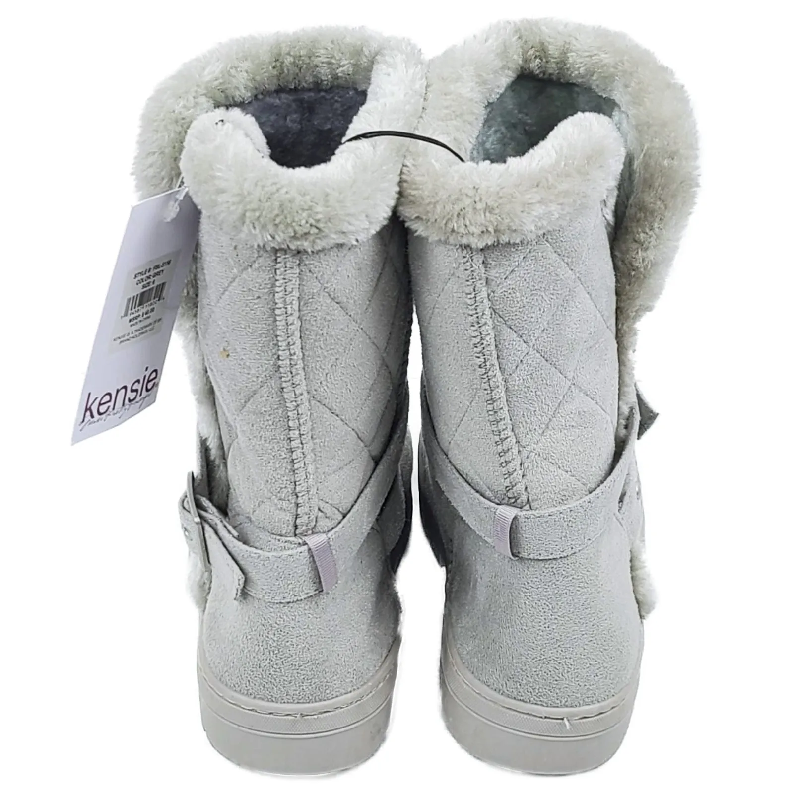 Kensie Women's Cozy Lightweight Slip On Faux Fur Lined Microsuede Booties
