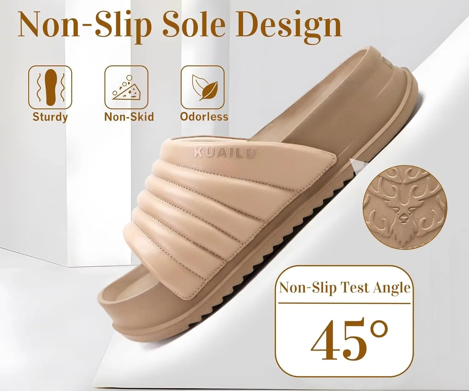 KuaiLu Womens Sandals with Arch Support Orthopedic Comfortable Lightweight Cushion Recovery Slides Summer Fashion Leather Casual Womans Plantar Fasciitis Sandals for Indoor&Outdoor (US Size 6-12)