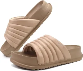 KuaiLu Womens Sandals with Arch Support Orthopedic Comfortable Lightweight Cushion Recovery Slides Summer Fashion Leather Casual Womans Plantar Fasciitis Sandals for Indoor&Outdoor (US Size 6-12)