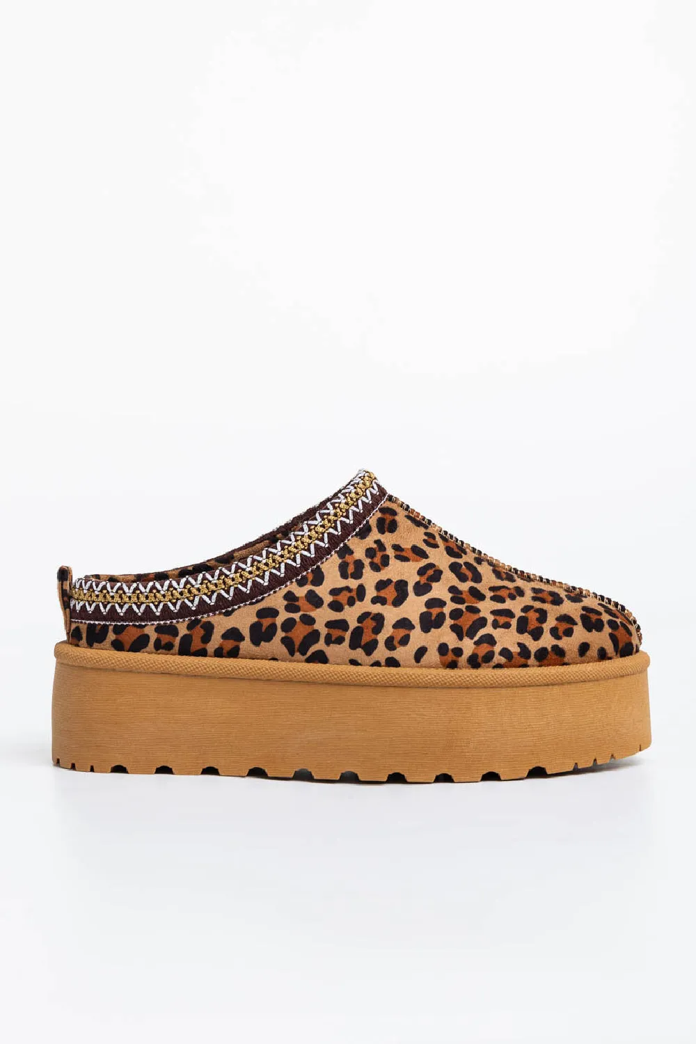 LEOPARD FLUFFY PLATFORM SLIPPERS FAUX FUR LINED ANKLE BOOTS