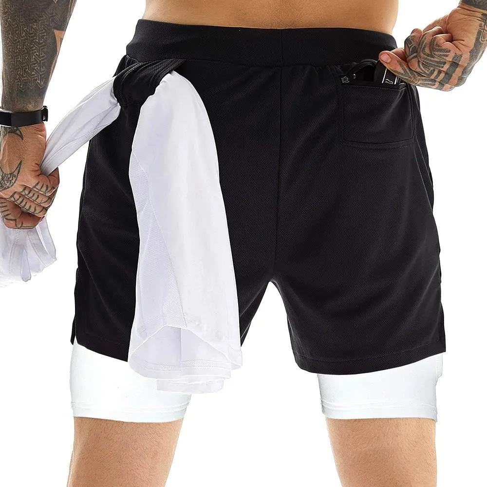 OEBLD Mens Athletic Shorts 2-in-1 Gym Workout Running 7'' Shorts with Towel Loop