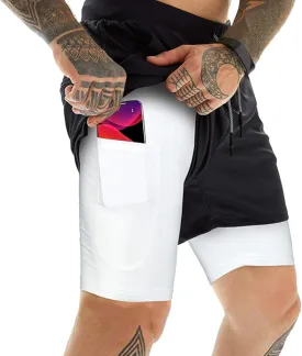 OEBLD Mens Athletic Shorts 2-in-1 Gym Workout Running 7'' Shorts with Towel Loop