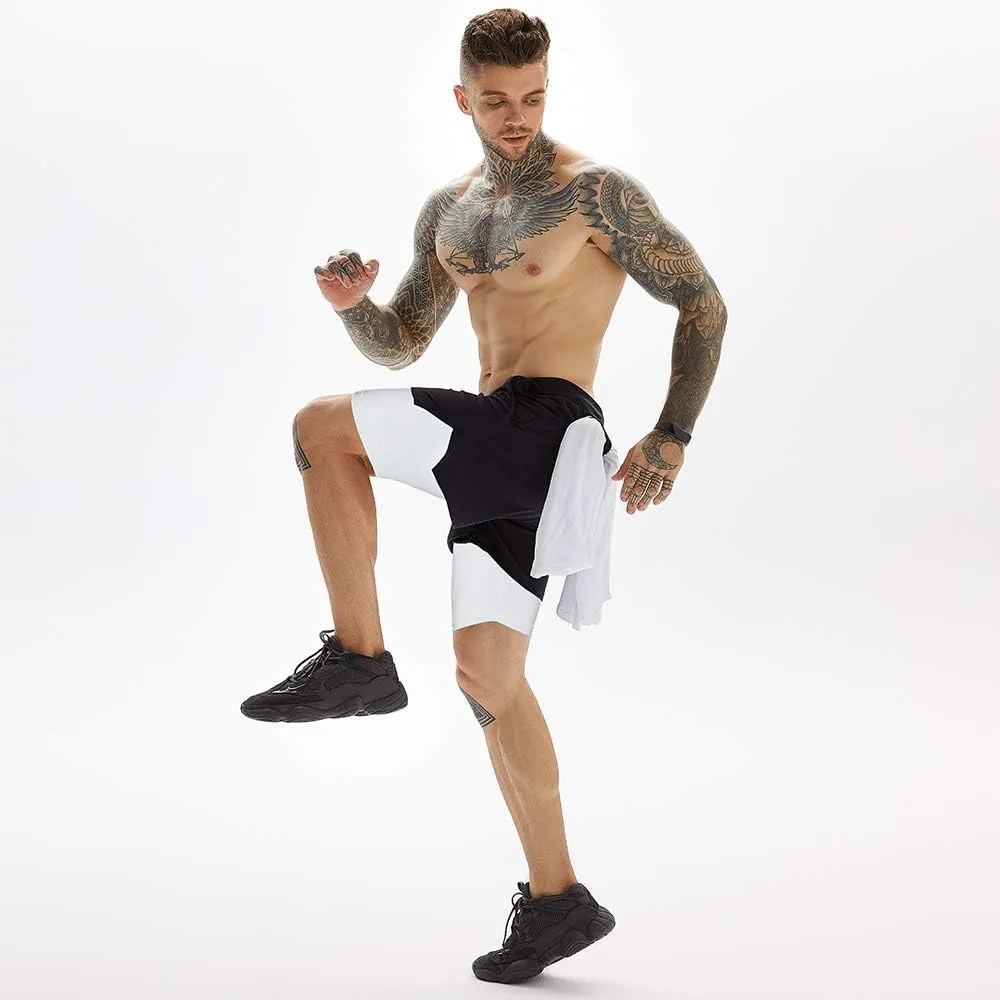 OEBLD Mens Athletic Shorts 2-in-1 Gym Workout Running 7'' Shorts with Towel Loop