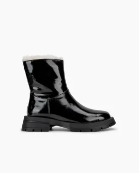 Patent Leather Warm Faux Fur Lined  Ankle Snow Boots