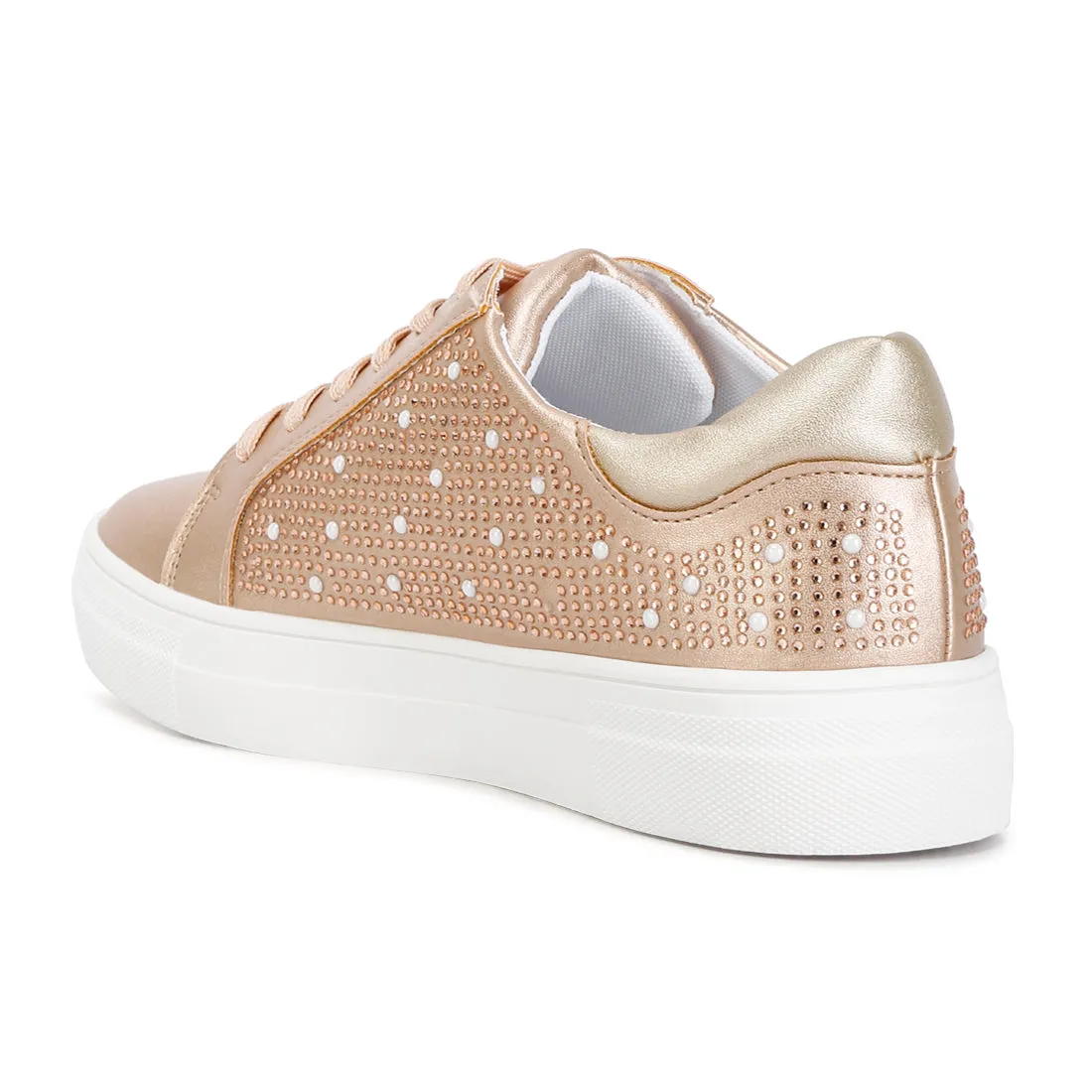 Rhinestone & Pearl Embellished Sneakers