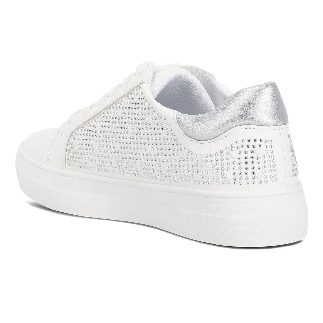Rhinestone & Pearl Embellished Sneakers