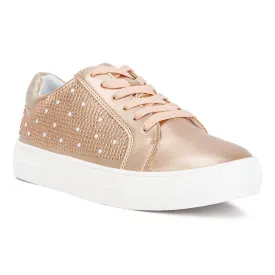 Rhinestone & Pearl Embellished Sneakers