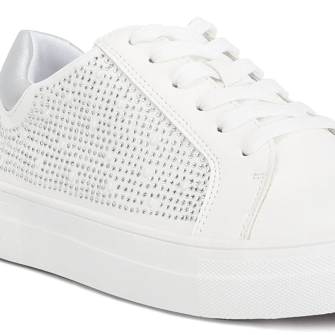 Rhinestone & Pearl Embellished Sneakers