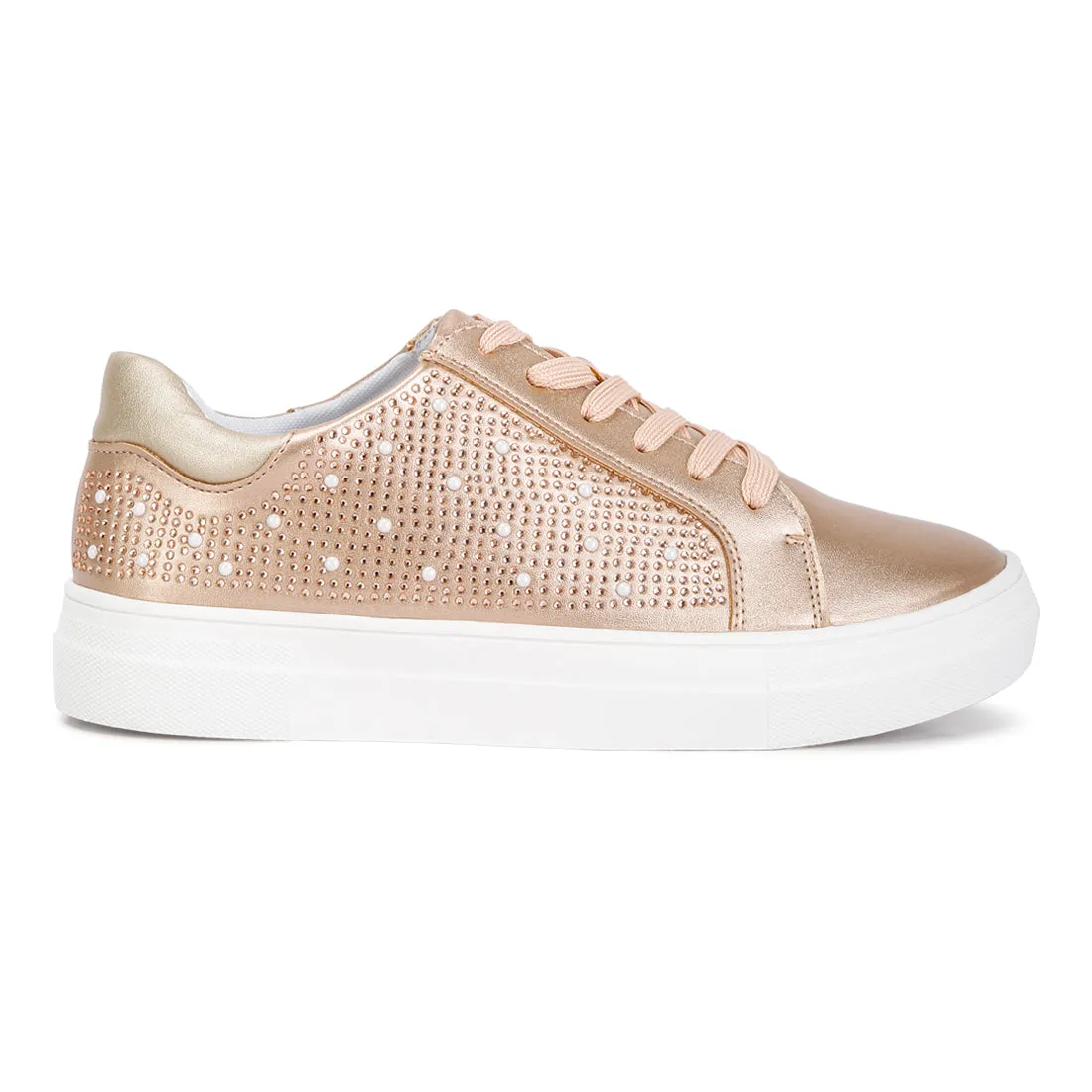 Rhinestone & Pearl Embellished Sneakers
