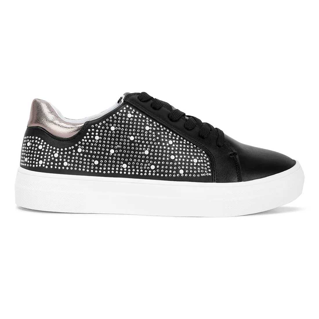 Rhinestone & Pearl Embellished Sneakers