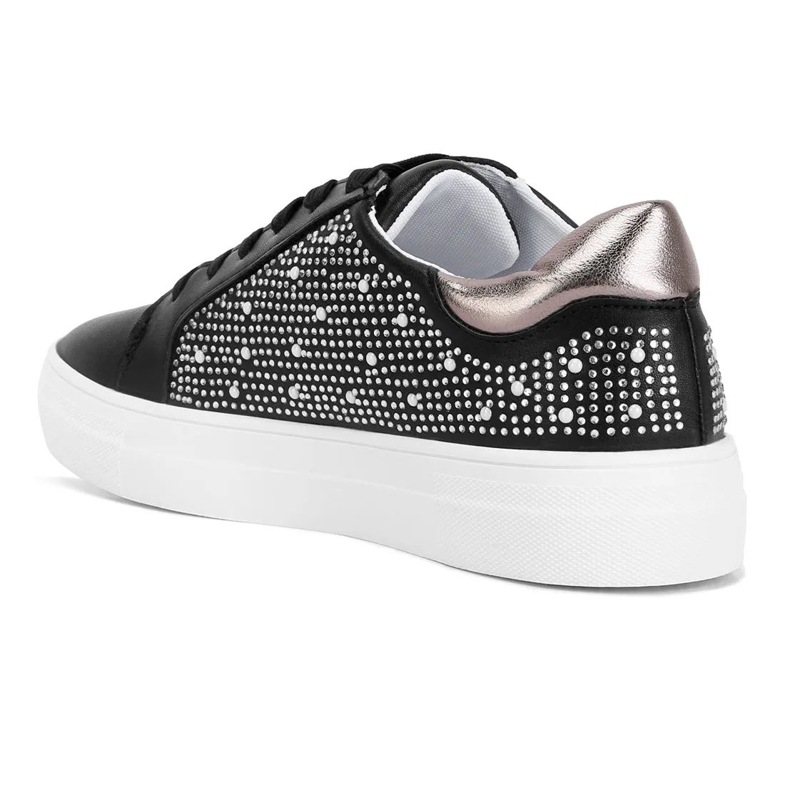 Rhinestone & Pearl Embellished Sneakers