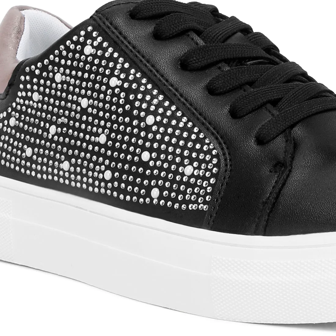Rhinestone & Pearl Embellished Sneakers