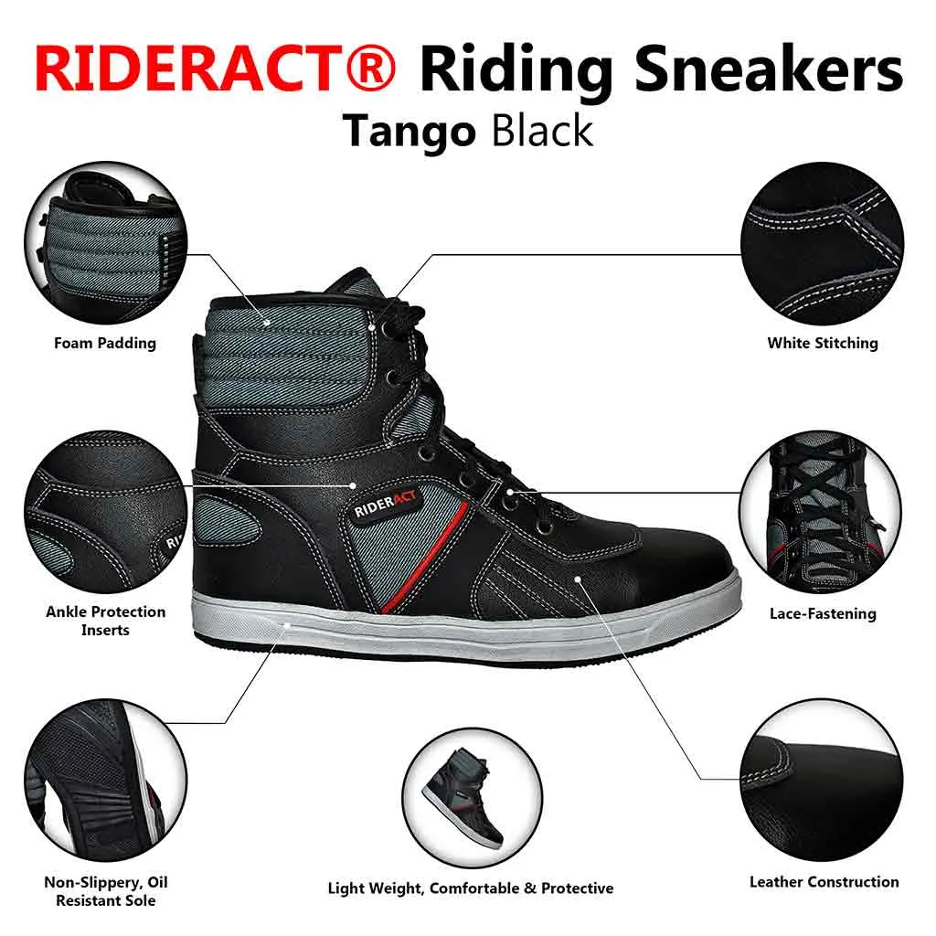 RIDERACT® Tango Motorbike Boots Black Sneakers for Men