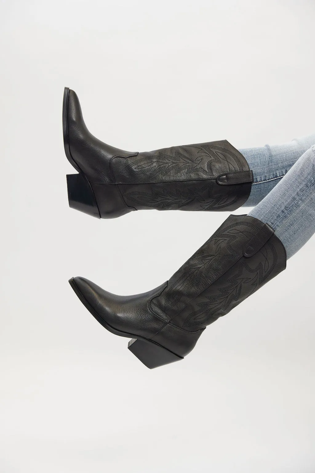 RIDING WESTERN BOOT BLACK LEATHER