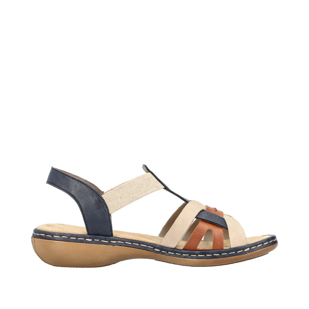 Rieker 65918-90 Ladies Navy Multi Slip On Sandals