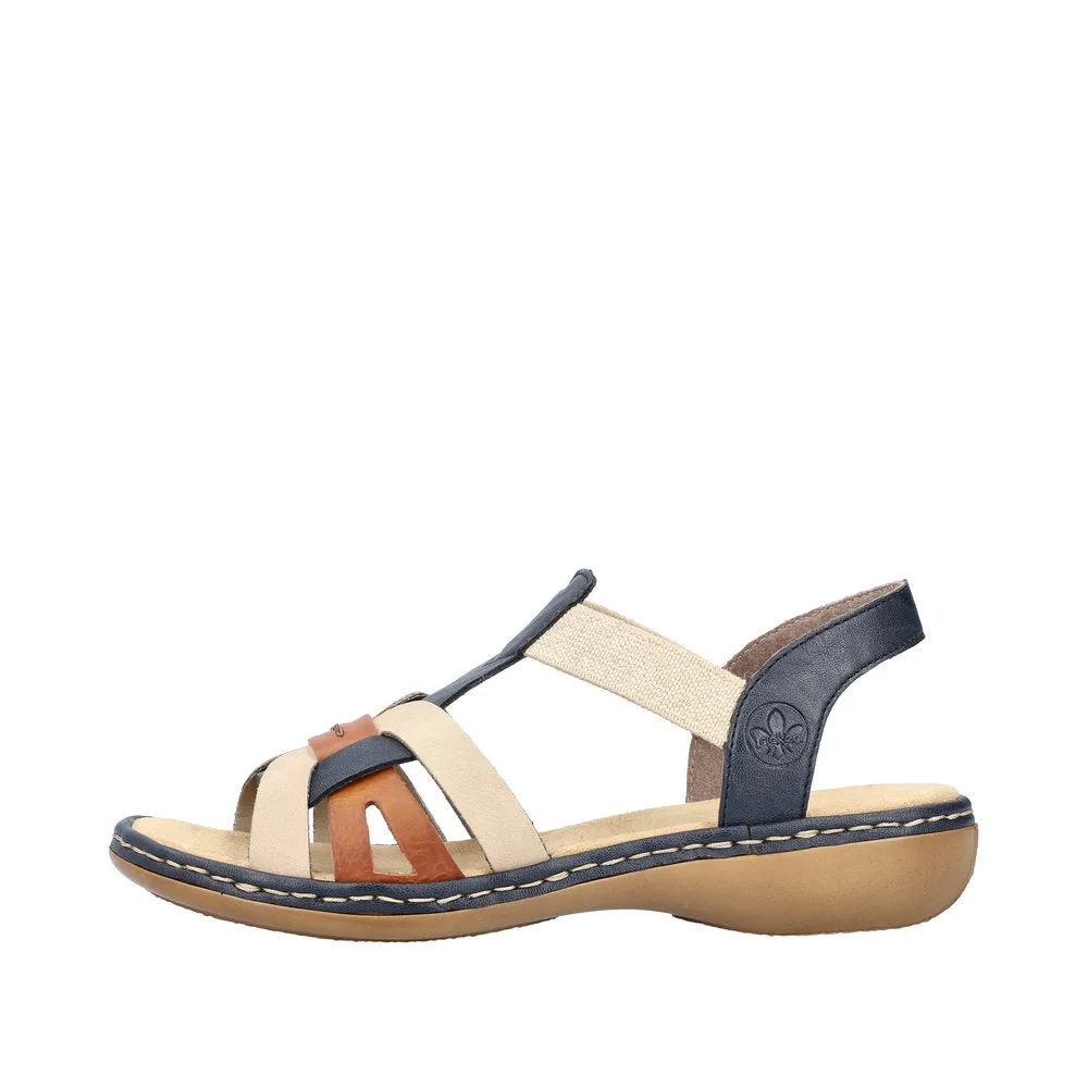 Rieker 65918-90 Ladies Navy Multi Slip On Sandals