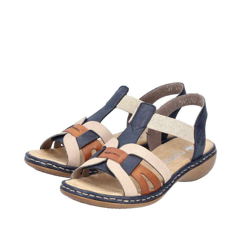 Rieker 65918-90 Ladies Navy Multi Slip On Sandals