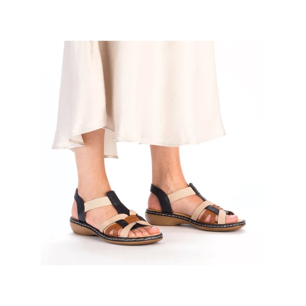 Rieker 65918-90 Ladies Navy Multi Slip On Sandals