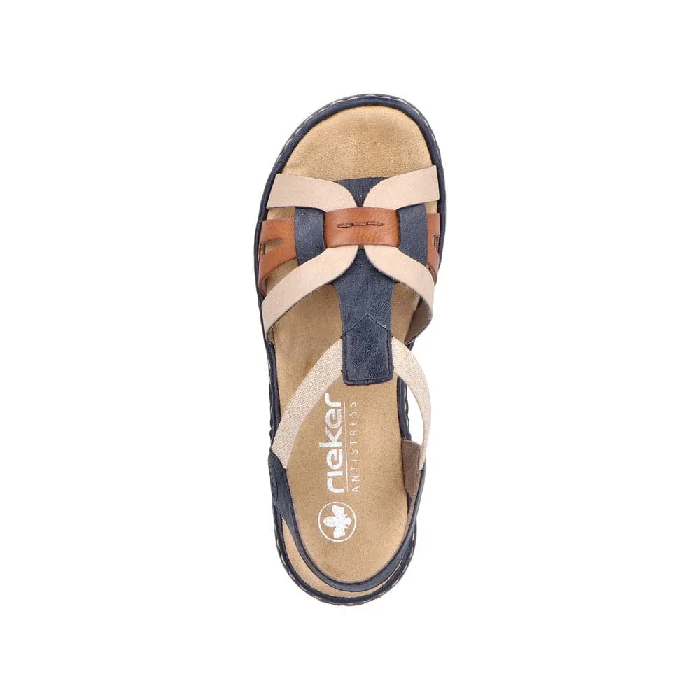 Rieker 65918-90 Ladies Navy Multi Slip On Sandals