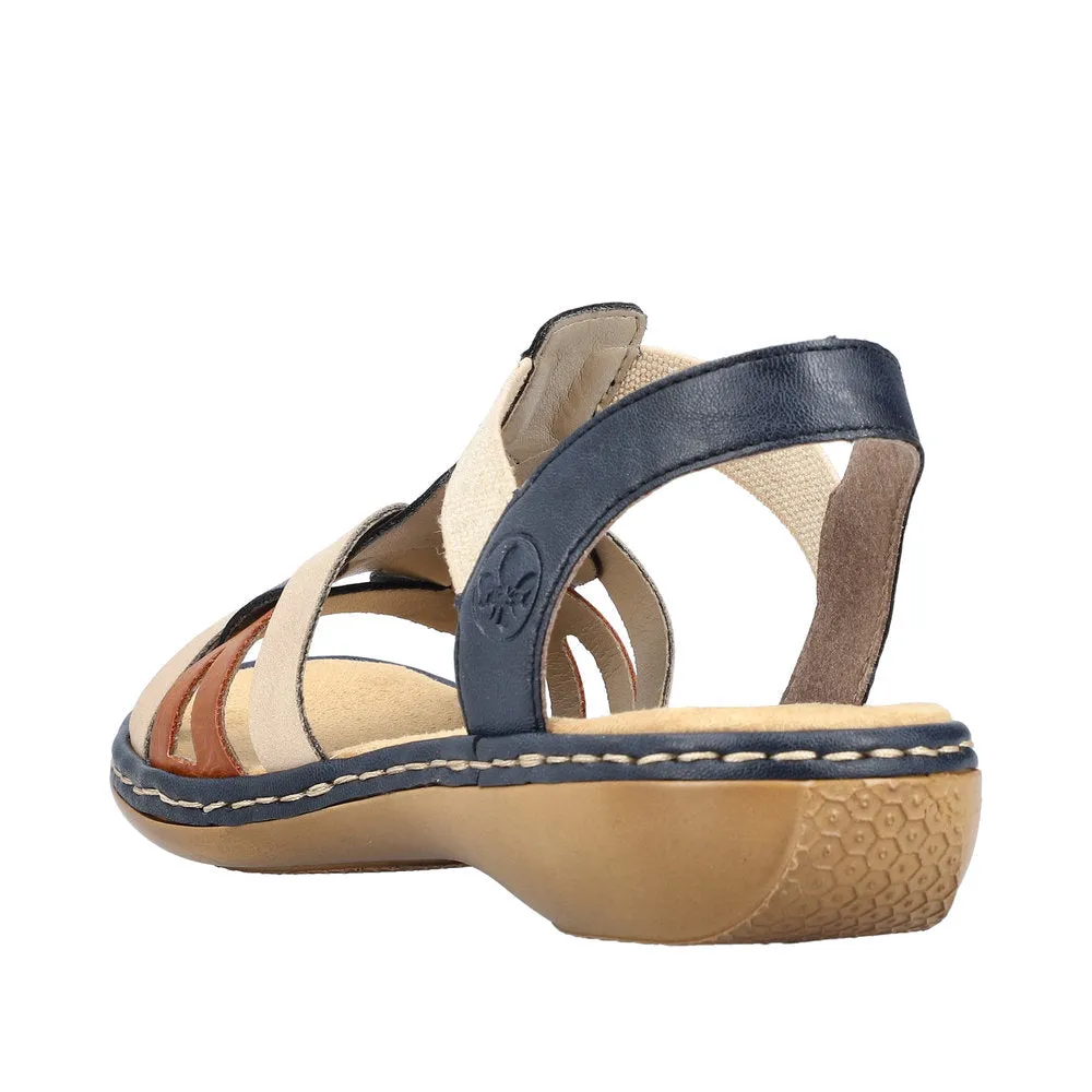 Rieker 65918-90 Ladies Navy Multi Slip On Sandals