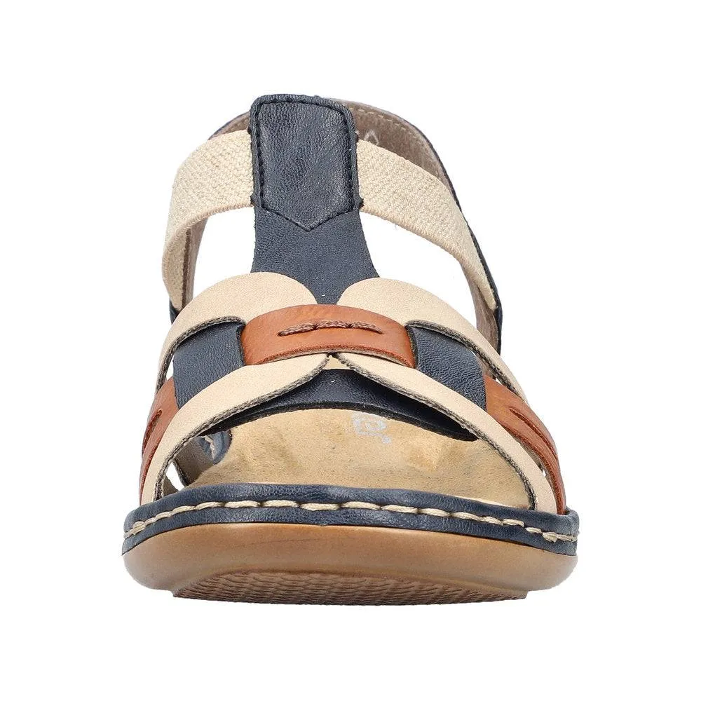 Rieker 65918-90 Ladies Navy Multi Slip On Sandals