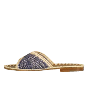 Salon Misted Woven Raffia Slide Sandals