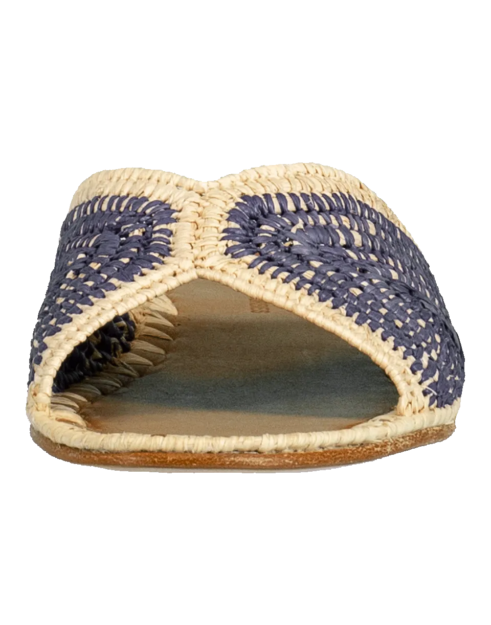 Salon Misted Woven Raffia Slide Sandals