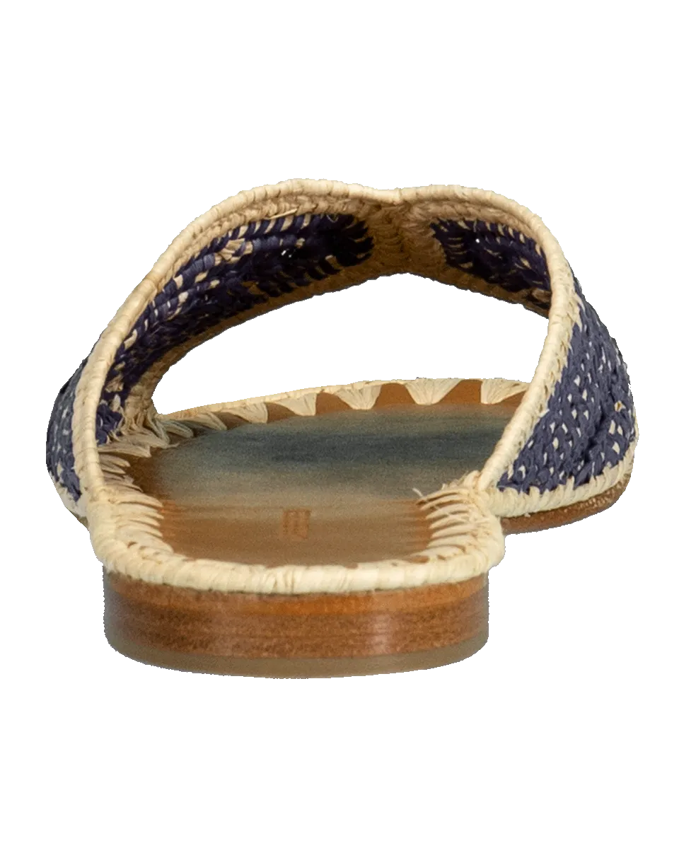 Salon Misted Woven Raffia Slide Sandals