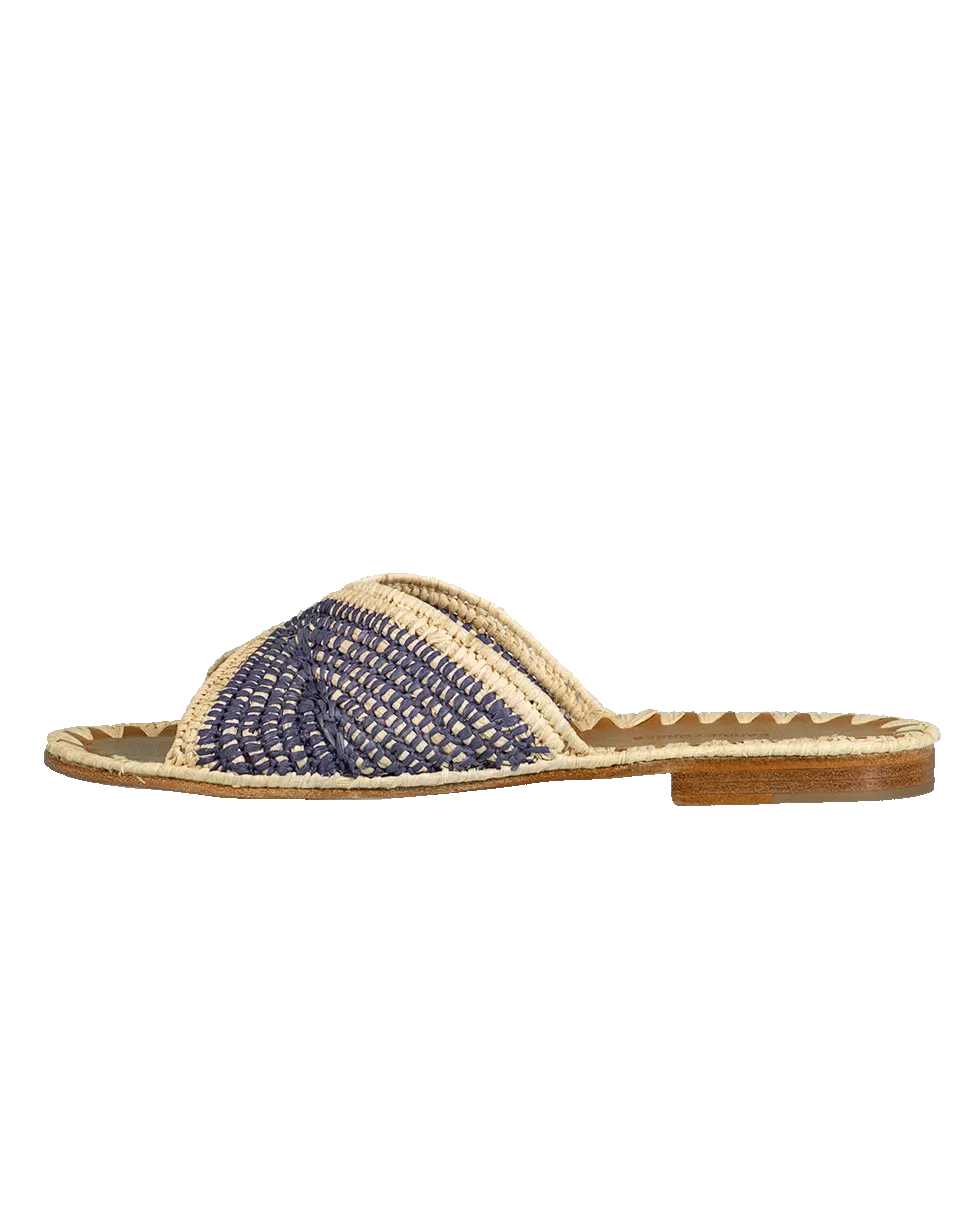 Salon Misted Woven Raffia Slide Sandals