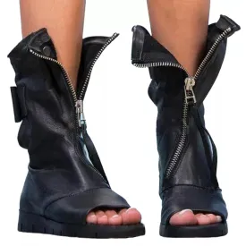 Sohiwoo NEW Black White Peep Toe Flat Platform Gladiator Sandals Women Summer Boots Ladies Casual Shoes Sandales Femmes Sandalias Mujer