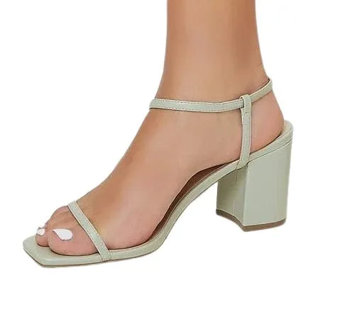 Steve Madden Swoon Mint Green Block Heeled Open Toe Retro Chic Strappy Sandals