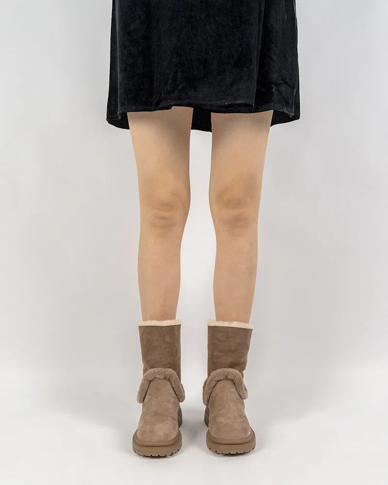 Suede Mid Calf Fur Lined Winter Snow Boots