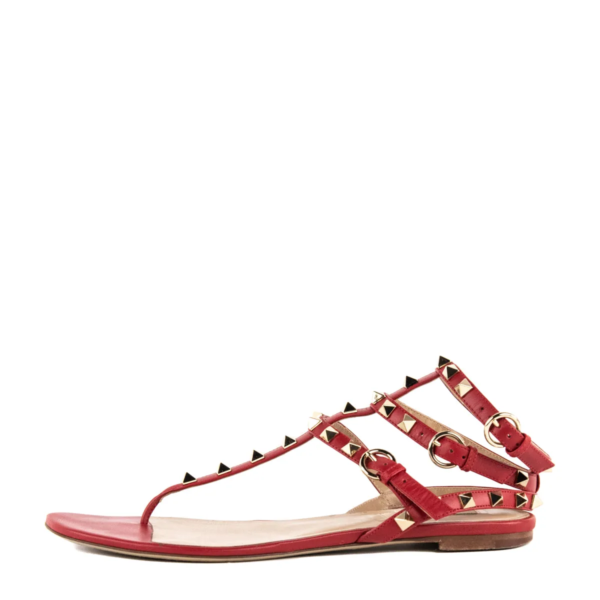 Valentino Red Rockstud Thong Gladiator Sandals Size US 9 | EU 39