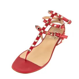 Valentino Red Rockstud Thong Gladiator Sandals Size US 9 | EU 39
