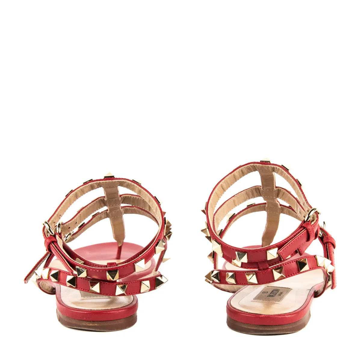 Valentino Red Rockstud Thong Gladiator Sandals Size US 9 | EU 39