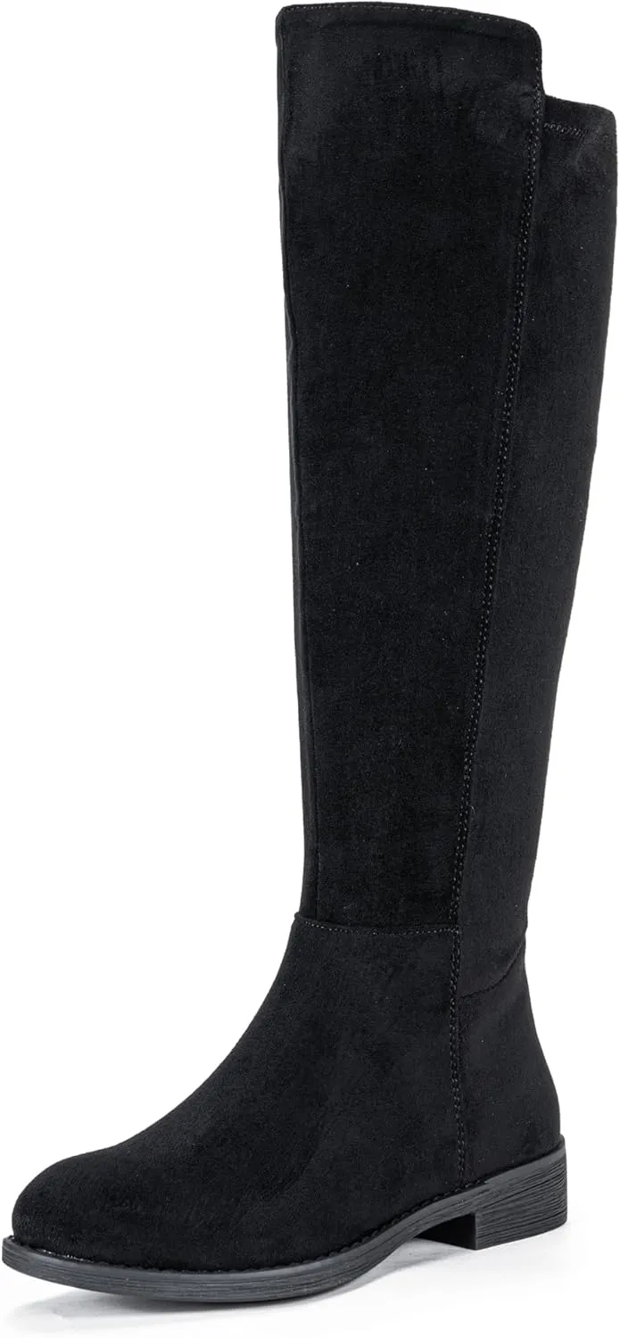 Vepose Women's 9662 Knee High Boots, Casual Tall Riding Boots Low Flat Heel, Wide Calf and Inner Zipper.