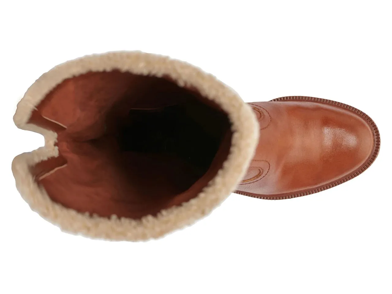 Vince Camuto Gambrel Warm Caramel Pull On Block Heel Fur Lined Over Knee Boot