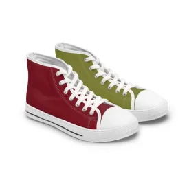 Women's Burgundy & Olive Mismatched High Top Sneakers