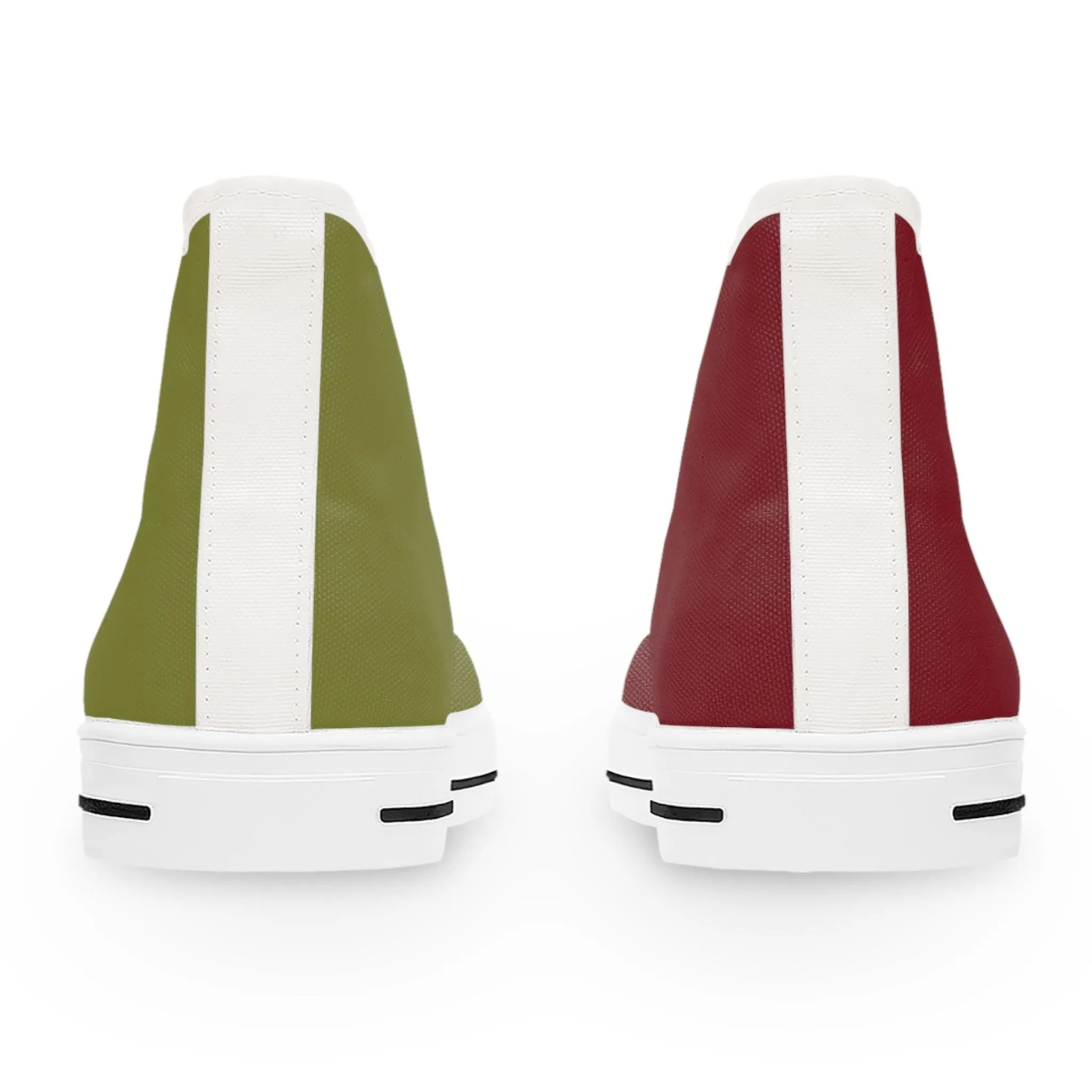 Women's Burgundy & Olive Mismatched High Top Sneakers