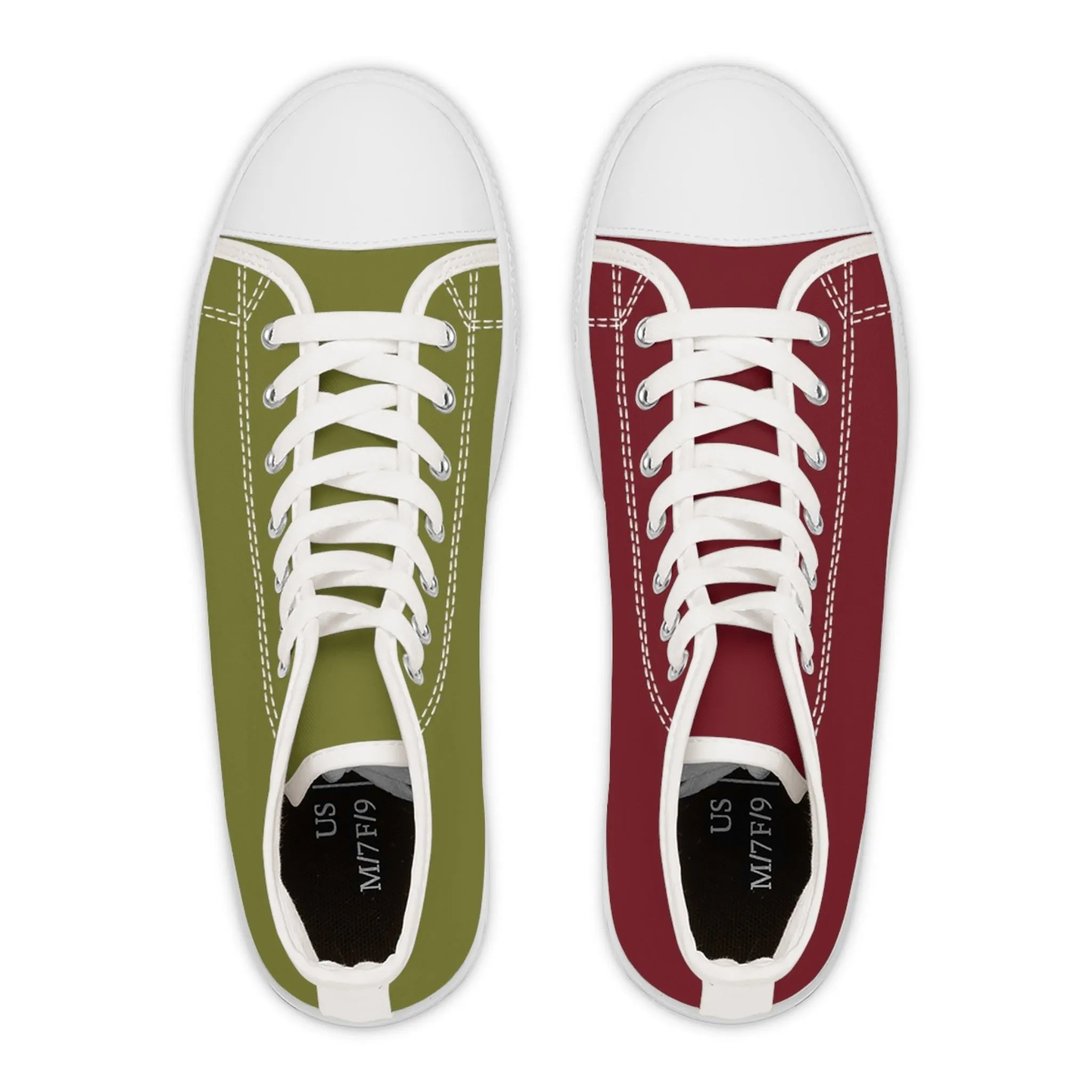 Women's Burgundy & Olive Mismatched High Top Sneakers