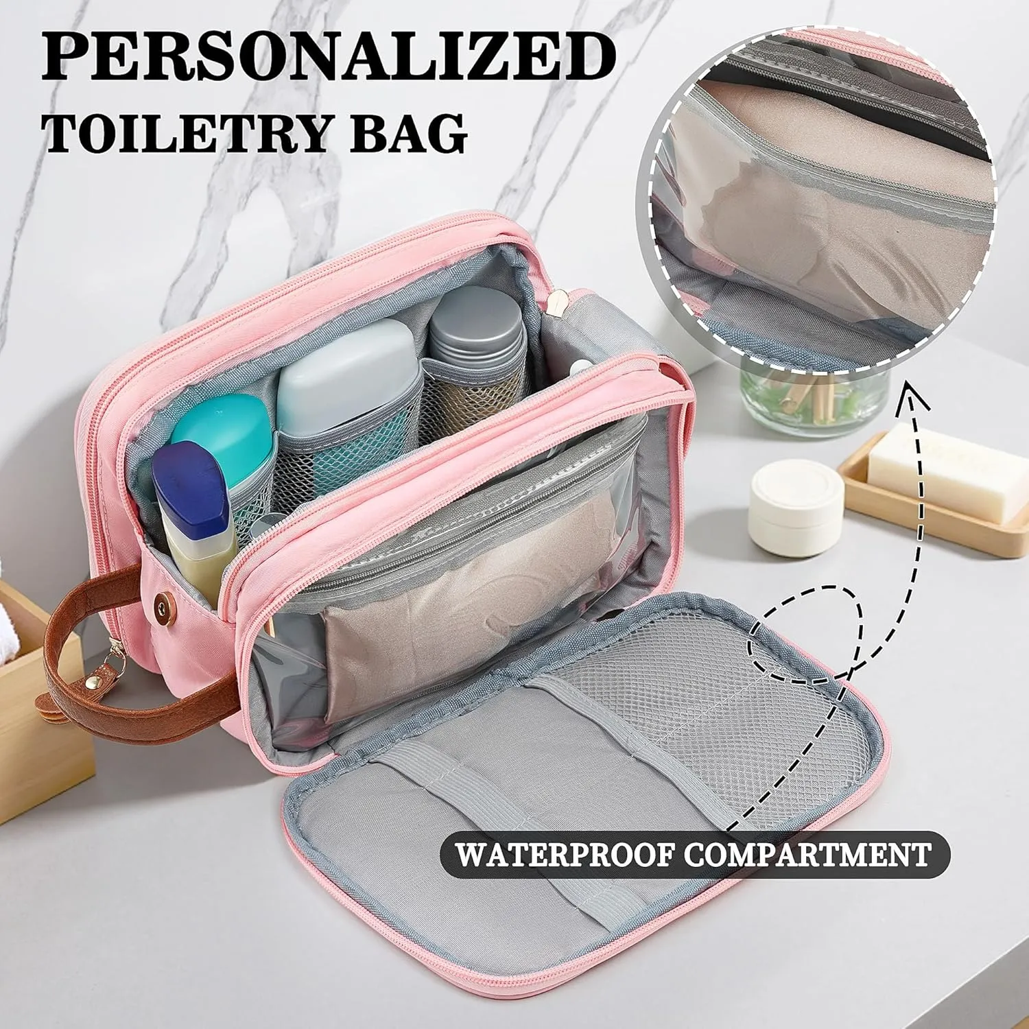 YOOLIFE Travel Initial Toiletry Bag - Toiletry Bag for Mens Women | Personalized Gifts for Women Men Girlfriend Mom Father Gifts | Travel Accessories Toiletries Water Resistant Dopp Kit Letter A Black